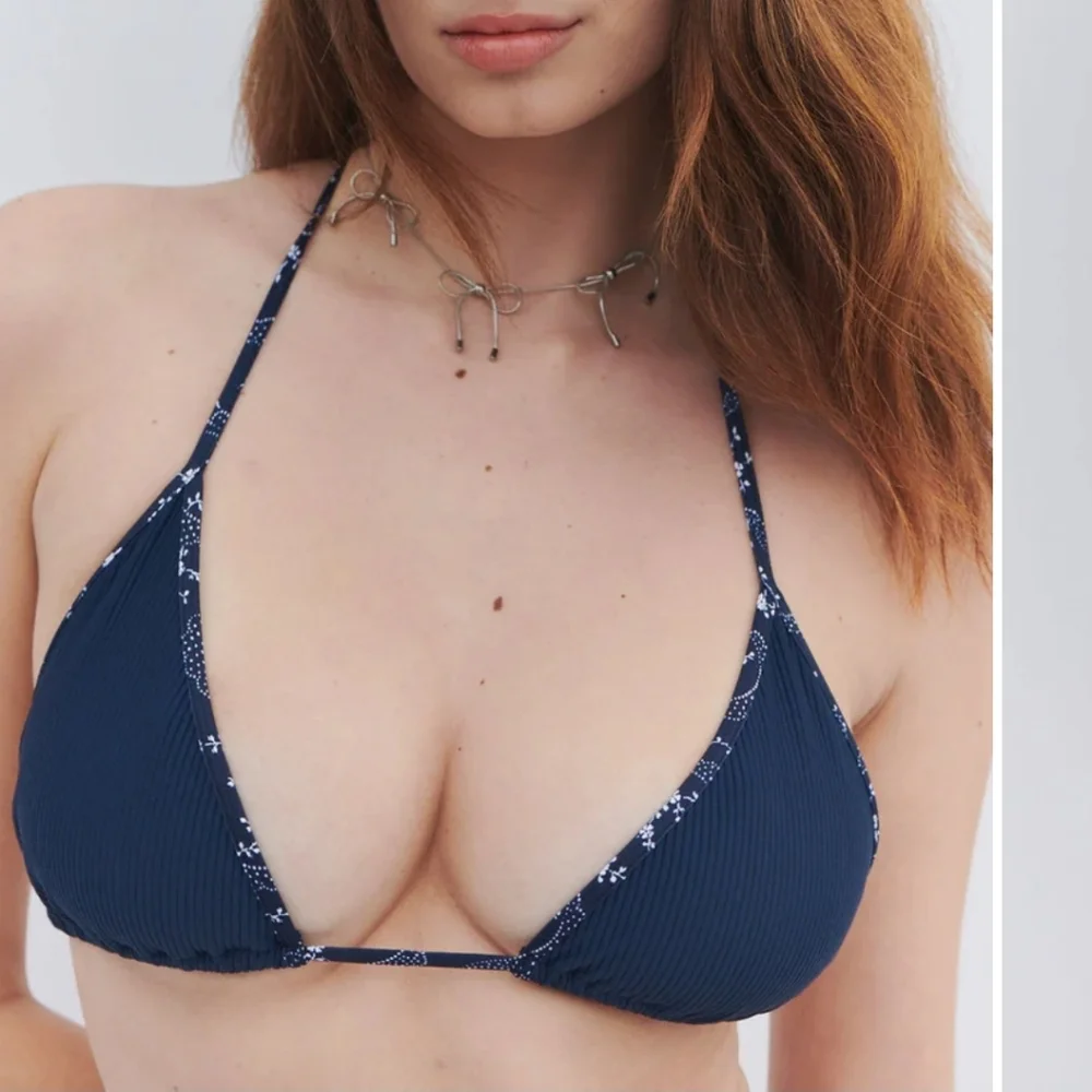New!Frankie's Bikinis Tia Ribbed Triangle Bikini Top-Dixie‎